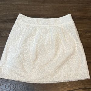 White Eyelet Like Print Skirt | LOFT